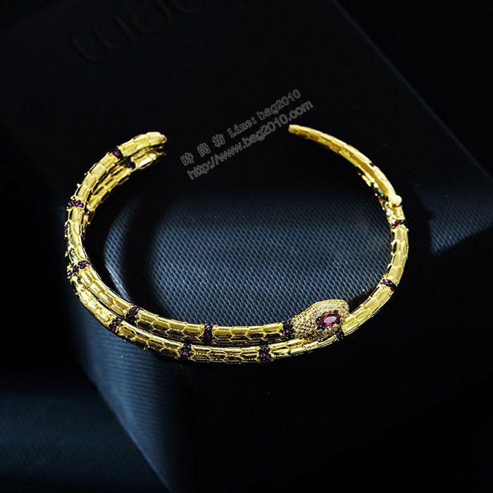 Bvlgari飾品 寶格麗高品質Apm monaco金色紅剛玉蛇手鐲  zgbq3334